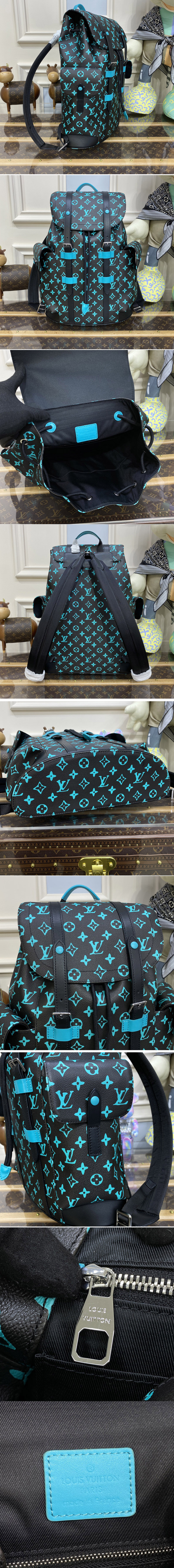 Replica Louis Vuitton M21396 LV Christopher MM backpack in LV Graffiti Monogram Eclipse coated canvas