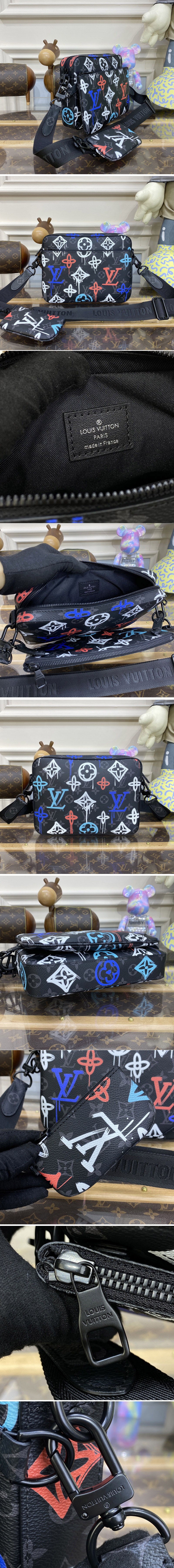 Replica Louis Vuitton M21396 LV Trio Messenger bag in Monogram Eclipse canvas with the Monogram Blossoms