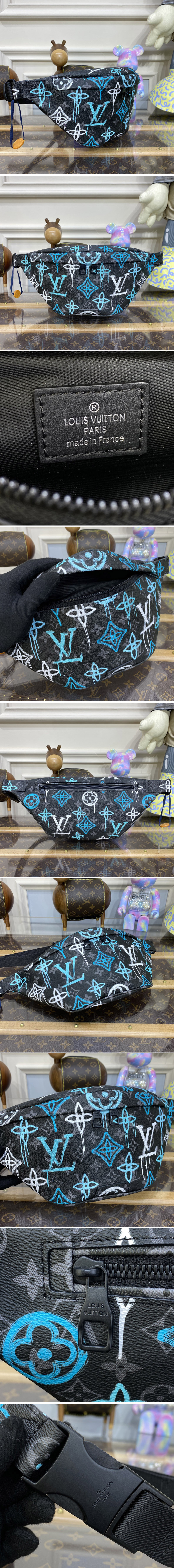 Replica Louis Vuitton M21397 LV Discovery Bumbag Bag in LV Graffiti Monogram Eclipse coated canvas