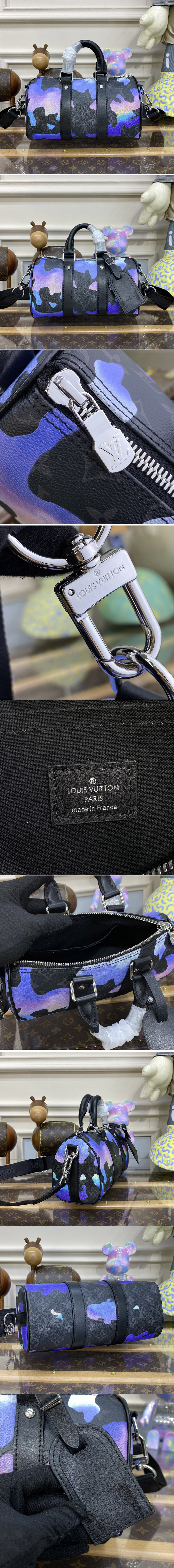 Replica Louis Vuitton M21430 LV Keepall 25 Bag in Sunrise Monogram Eclipse coated canvas