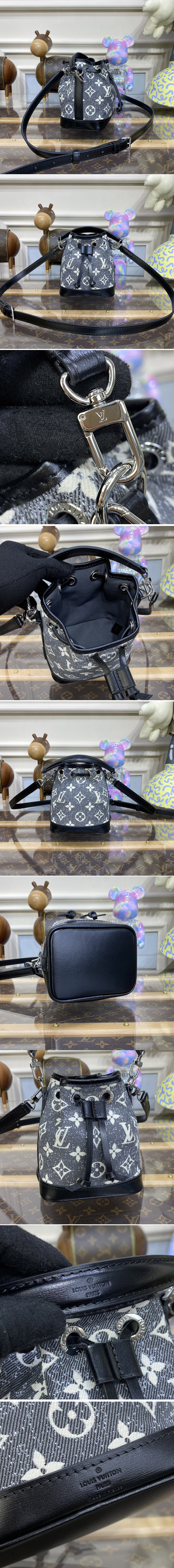 Replica Louis Vuitton M46449 LV Noe Bucket bag in Gray Denim textile jacquard