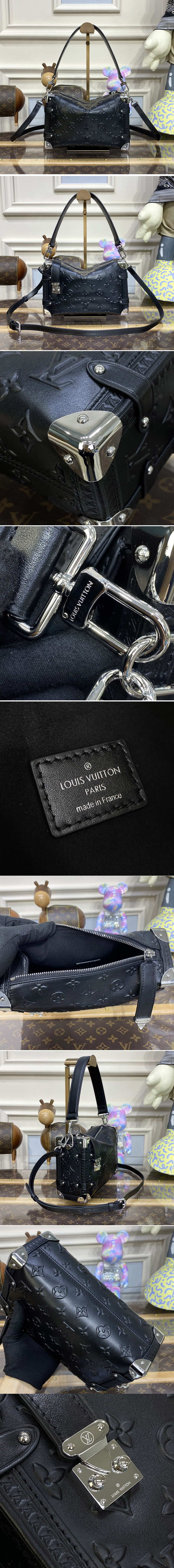 Replica Louis Vuitton M21709 LV Side Trunk PM handbag in Black calfskin leather