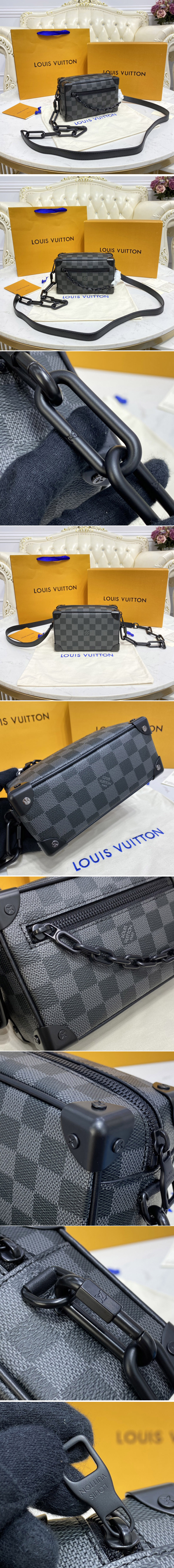 Replica Louis Vuitton M44735 LV Mini Soft Trunk bag in Damier Graphite Canvas