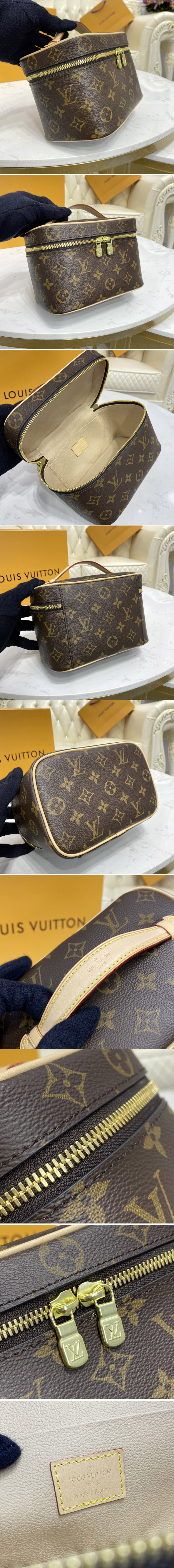 Replica Louis Vuitton M44936 LV Nice Nano vanity case in Monogram coated canvas