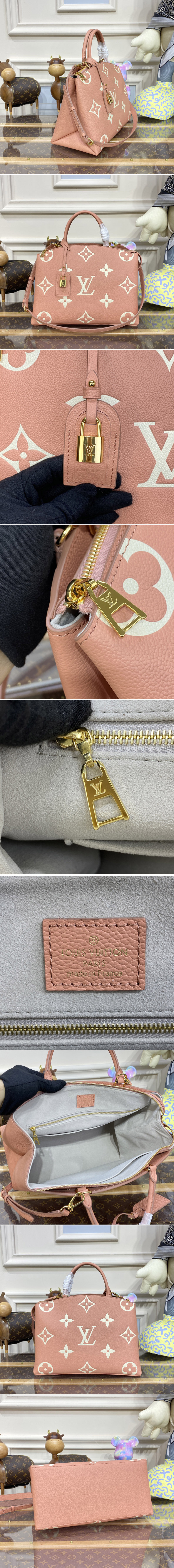 Replica Louis Vuitton M45842 LV Grand Palais tote bag in Pink/Cream Monogram Empreinte leather