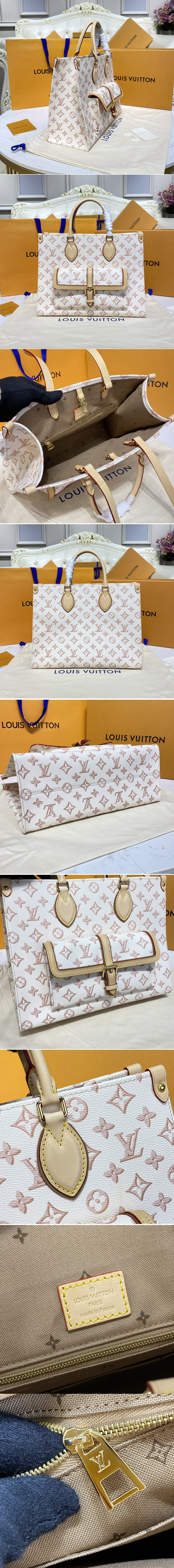 Replica Louis Vuitton M46154 LV OnTheGo MM tote bag in White Monogram coated canvas