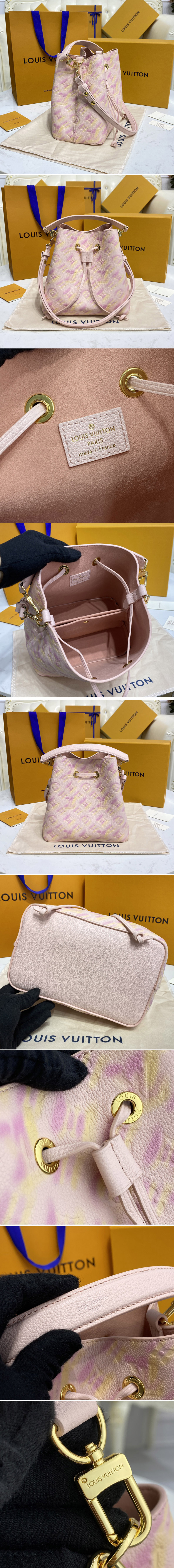 Replica Louis Vuitton M46174 LV NeoNoé BB bucket bag in Pink Monogram Empreinte leather