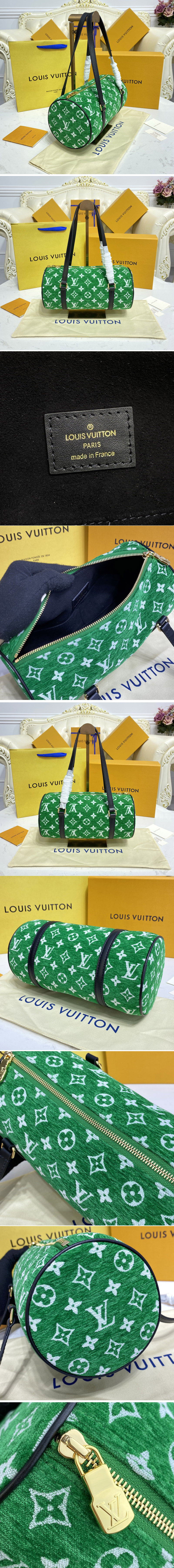 Replica Louis Vuitton M46206 LV Papillon handbag in green Monogram jacquard velvet