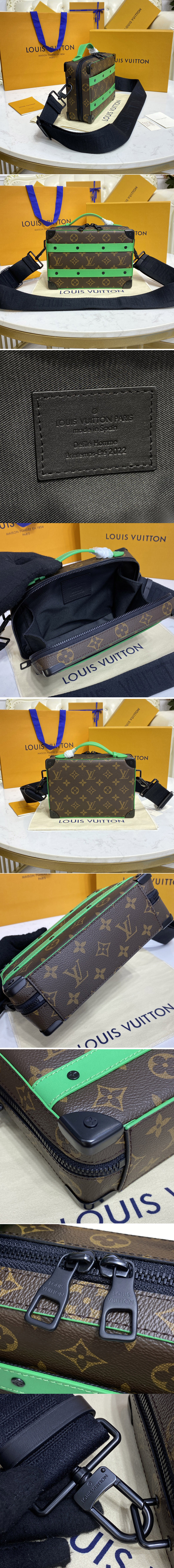 Replica Louis Vuitton M46264 LV Handle Soft Trunk Bag in Monogram Macassar coated canvas and Green cowhide leather