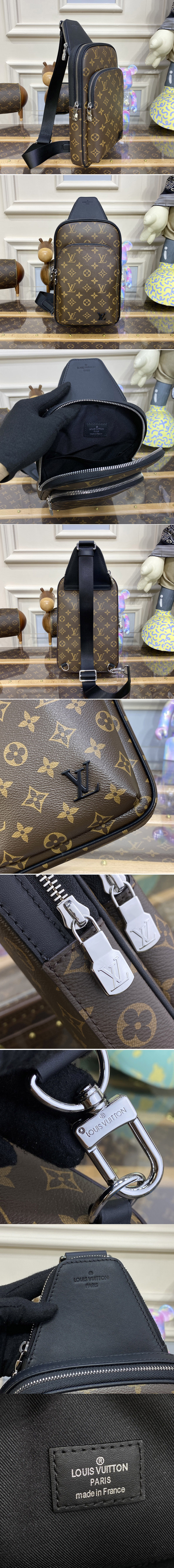 Replica Louis Vuitton M46327 LV Avenue Slingbag Bag in Monogram Macassar coated canvas