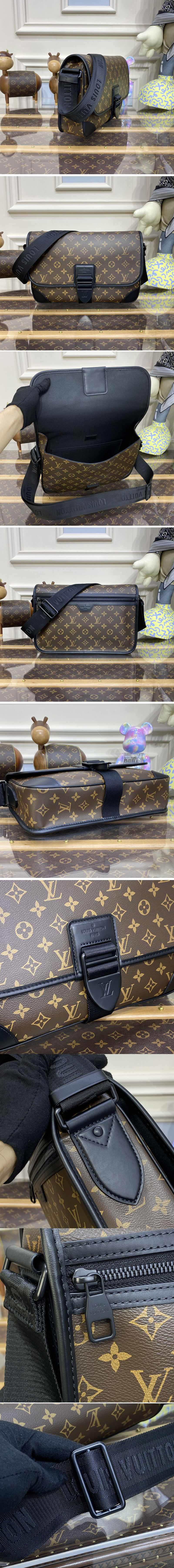 Replica Louis Vuitton M46328 LV Archy Messenger MM bag in Monogram Macassar coated canvas