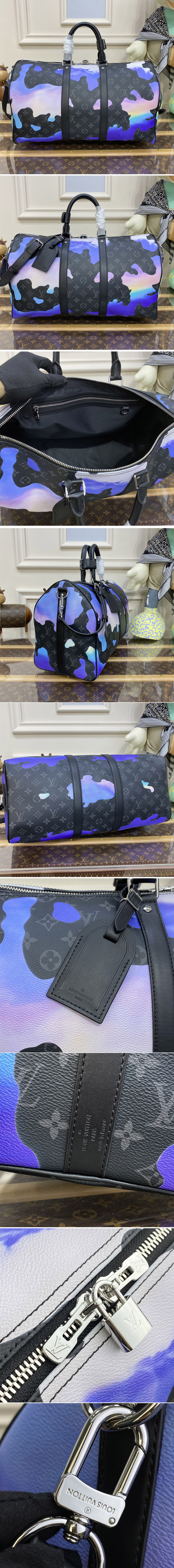 Replica Louis Vuitton M46356 LV Keepall 45 Bag in Sunrise Monogram Eclipse coated canvas