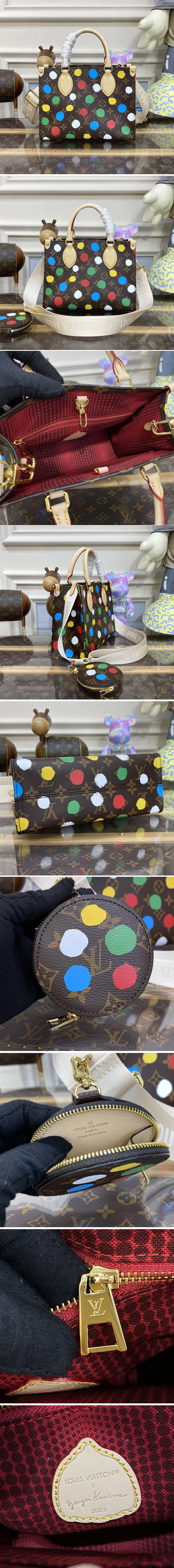 Replica Louis Vuitton M46380 LV LVxYK OnTheGo PM Bag in Monogram coated canvas with 3D Painted Dots print