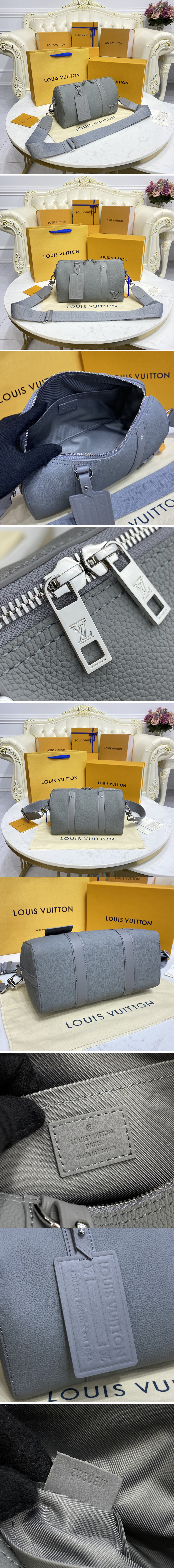 Replica Louis Vuitton M59328 LV City Keepall Bag in Gray Aerogram cowhide leather