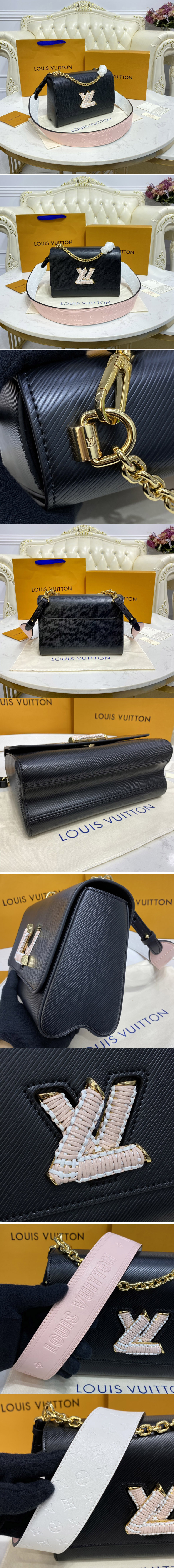 Replica Louis Vuitton M20681 LV Twist MM handbag in Black Epi grained leather