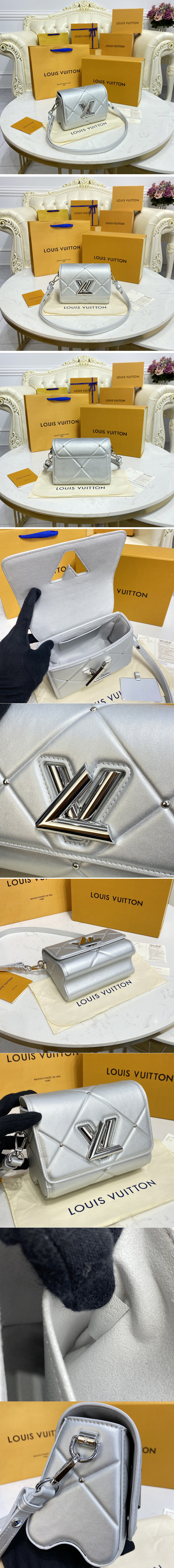 Replica Louis Vuitton M59031 LV Twist PM handbag in Argent Sheepskin leather