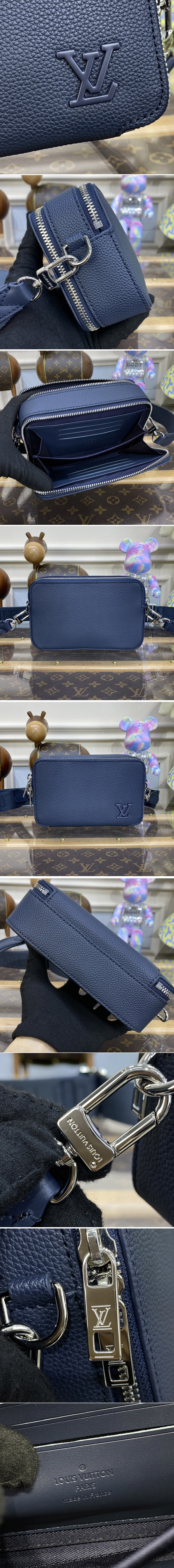 Replica Louis Vuitton M59161 LV Alpha Wearable Wallet in Blue Grained calf leather