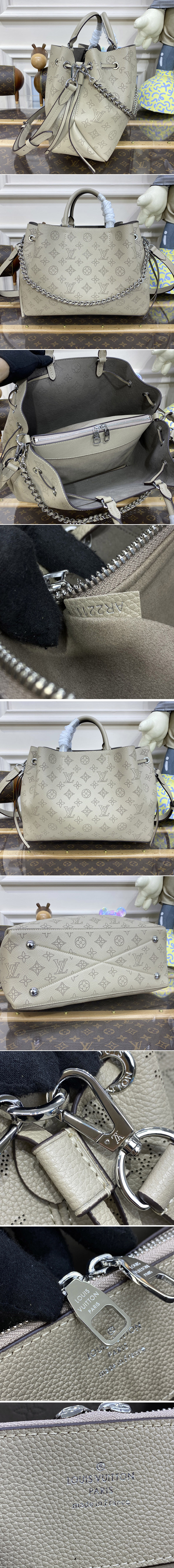 Replica Louis Vuitton M59201 LV Bella Tote Bag in Gray Mahina calf leather