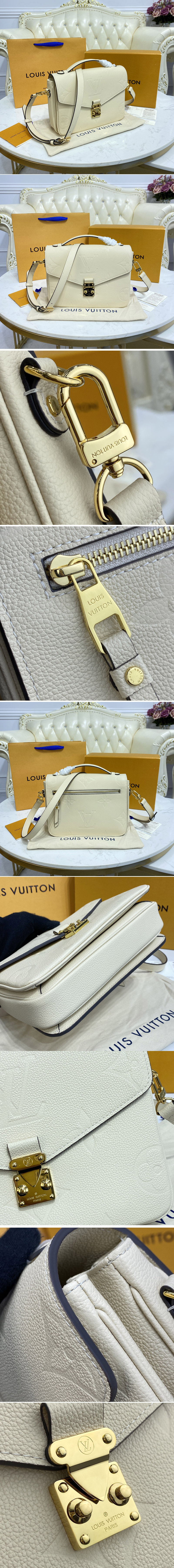 Replica Louis Vuitton M45773 LV Pochette Metis Bag in White Monogram Empreinte leather