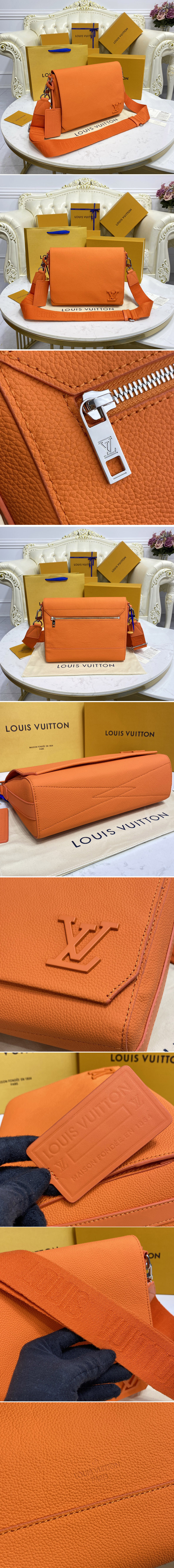 Replica Louis Vuitton M59327 LV New Messenger Bag in Orange Aerogram leather