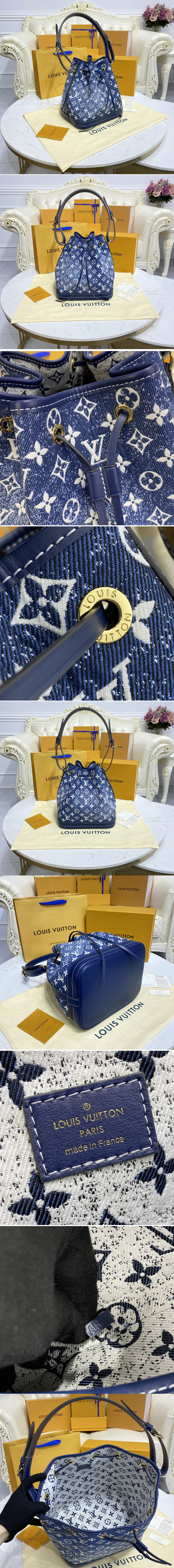 Replica Louis Vuitton M59606 LV Petit Noe Bucket Bag in Blue Monogram Denim