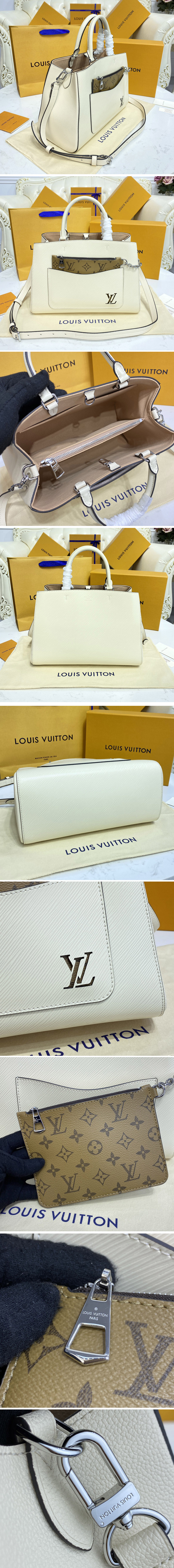 Replica Louis Vuitton M59953 LV Marelle Tote MM bag in White Epi leather