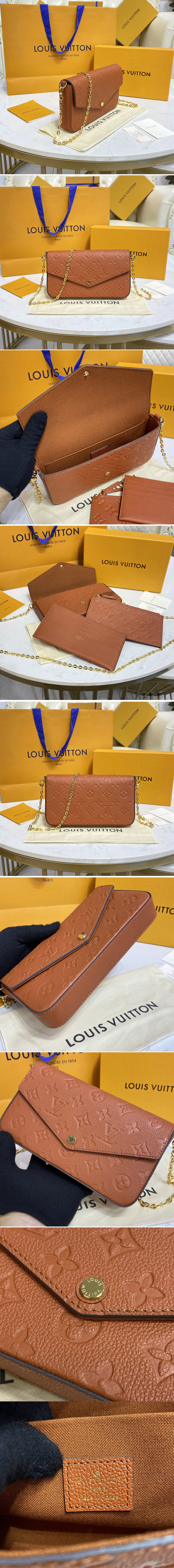 Replica Louis Vuitton M81531 LV Félicie Pochette Bag in Brown Monogram Empreinte Leather