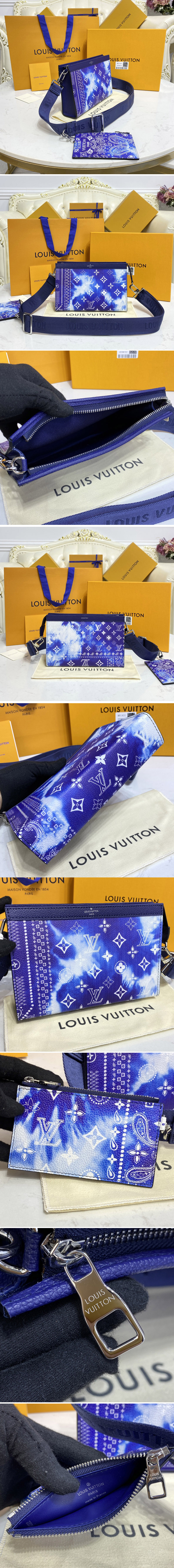 Replica Louis Vuitton M81431 LV Gaston Wearable Wallet in Blue Cowhide leather