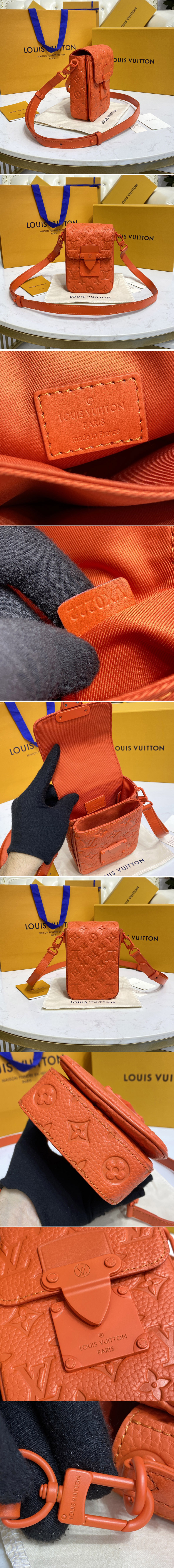 Replica Louis Vuitton M81525 LV S-Lock Vertical wearable wallet in Orange Taurillon Monogram leather