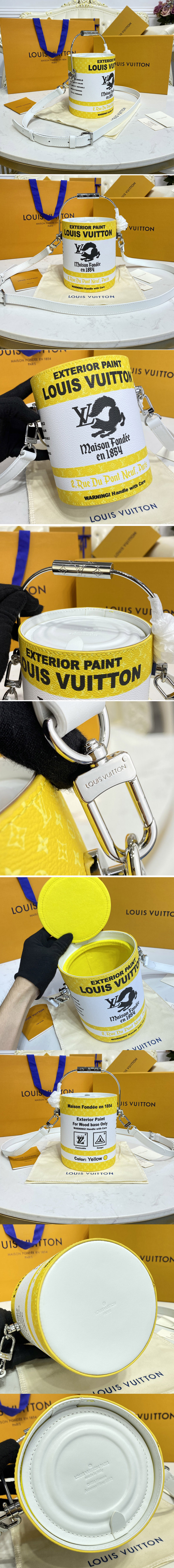 Replica Louis Vuitton M81593 LV Paint Can Bag in Yellow Coated canvas and cowhide leather