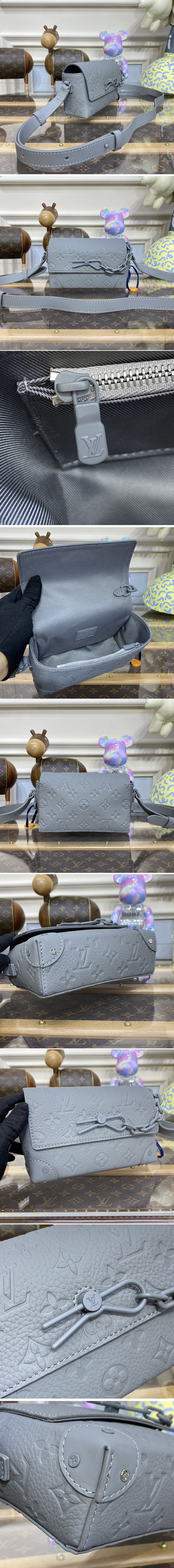 Replica Louis Vuitton M81746 LV Steamer Wearable Wallet in Gray Taurillon leather embossed