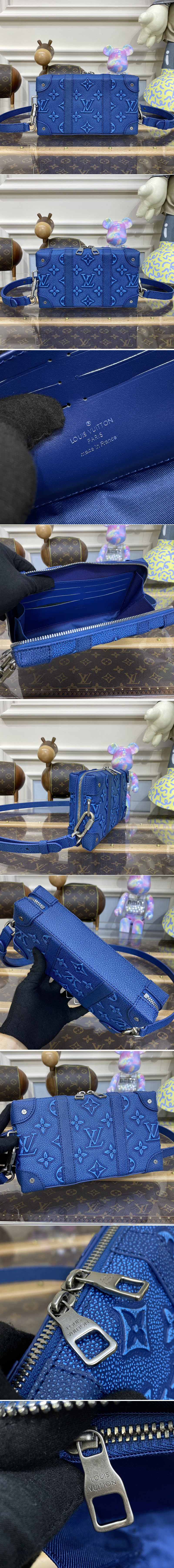 Replica Louis Vuitton M81776 LV Soft Trunk Bag in Blue Cowhide leather