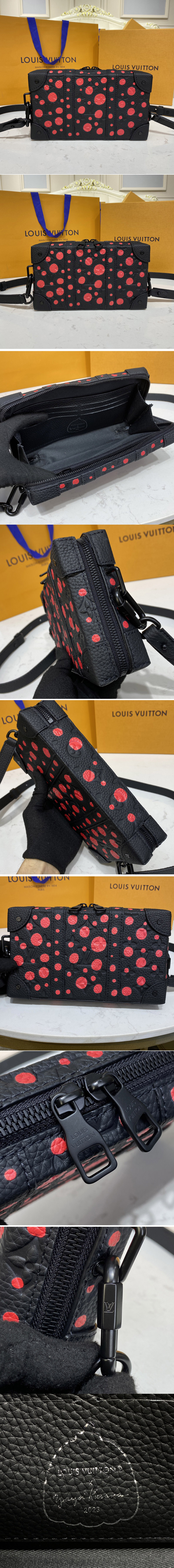 Replica Louis Vuitton M81905 LV x YK Soft Trunk wearable wallet in Black and red Taurillon Monogram cowhide with Infinity Dots print