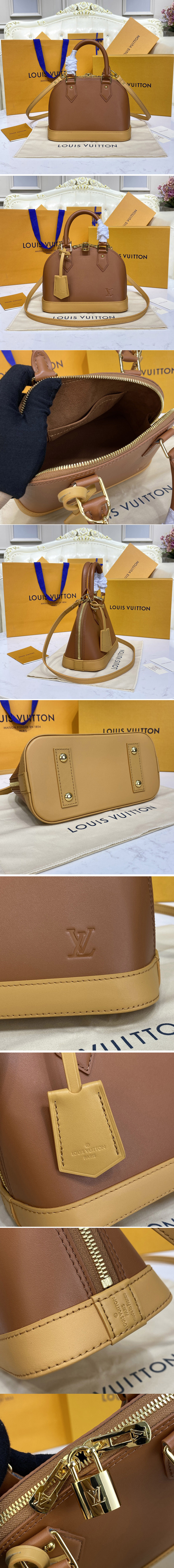 Replica Louis Vuitton M91606 LV Alma BB Bag in Brown Calf Leather