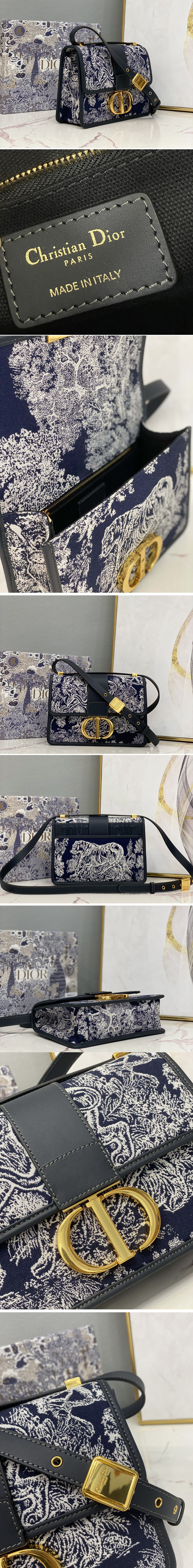 Replica Christian Dior M9203 30 Montaigne Bag in Blue Toile de Jouy Reverse Jacquard