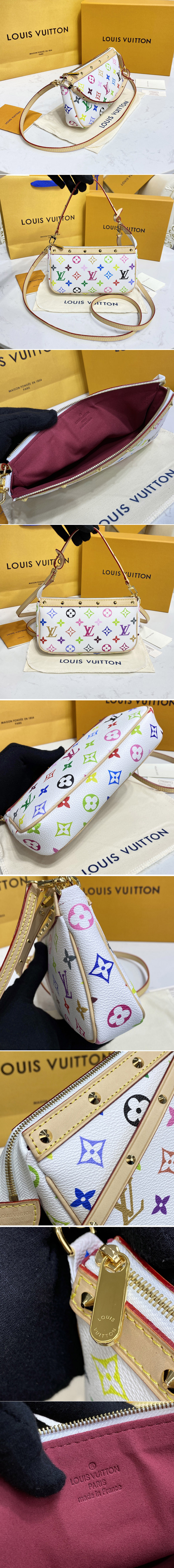 Replica Louis Vuitton M92649 LV Monogram Multicolor White Pochette Hand Bag