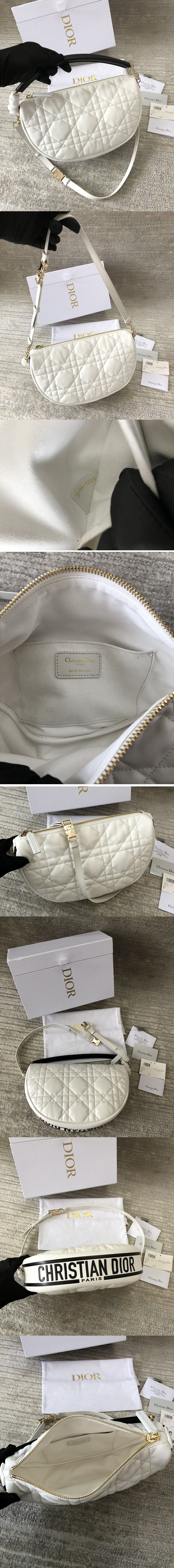 Replica Christian Dior M7201 Medium Dior Vibe Hobo bag in White Cannage Lambskin