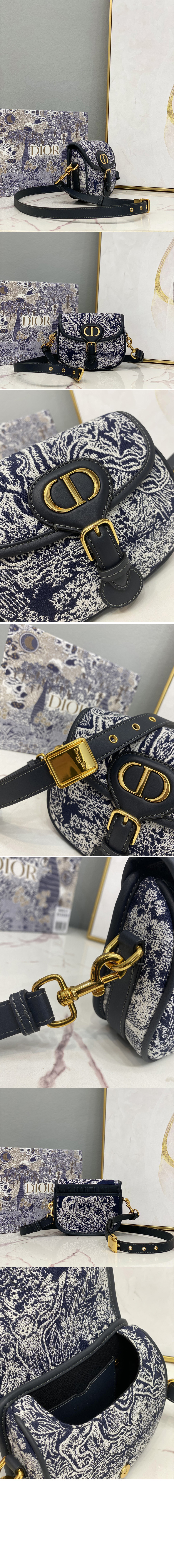 Replica Christian Dior M9317 Small Dior Bobby Bag in Blue Toile de Jouy Reverse Jacquard