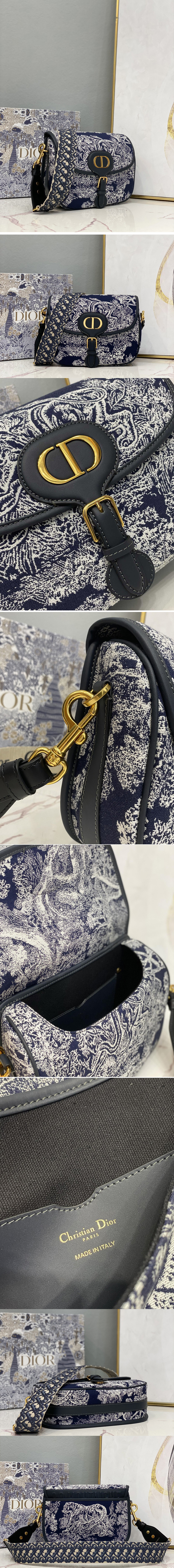 Replica Christian Dior M9320 Large Dior Bobby Bag in Blue Toile de Jouy Reverse Jacquard