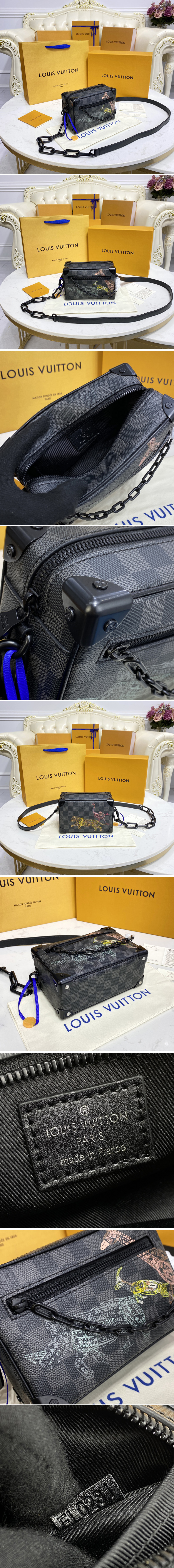 Replica Louis Vuitton N45278 LV Mini Soft Trunk Bag in Damier Graphite canvas