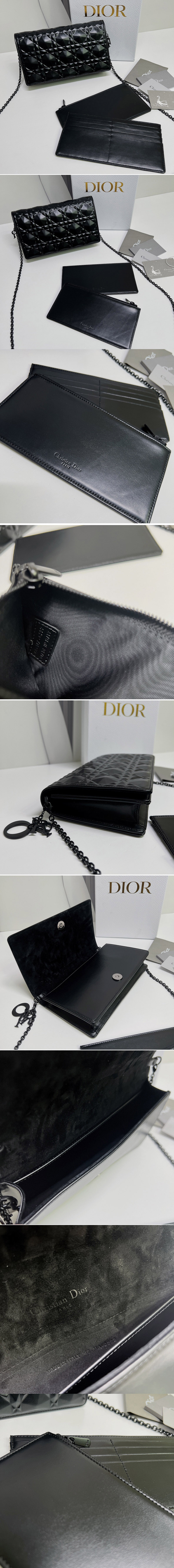 Replica Christian Dior S0204 Lady Dior pouch in Black Cannage Calfskin with Diamond Motif