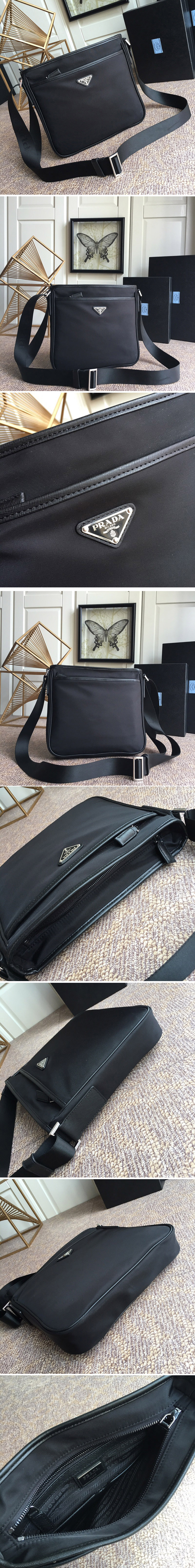 Replica Prada VA0797 Tessuto Messenger Bag in Black Nylon