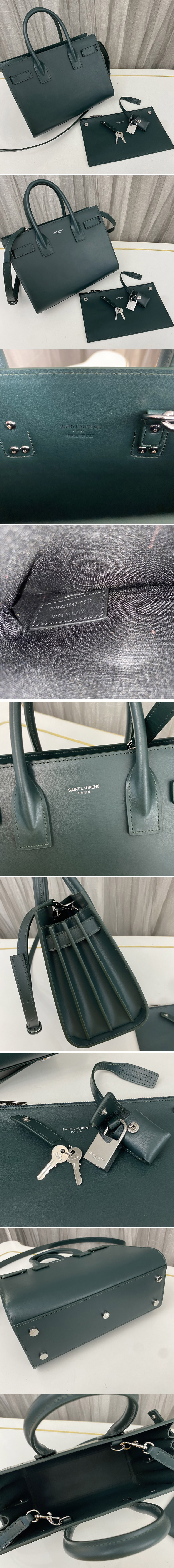 Replica Saint Laurent 421863 YSL CLASSIC SAC DE JOUR BABY IN Green Smooth LEATHER