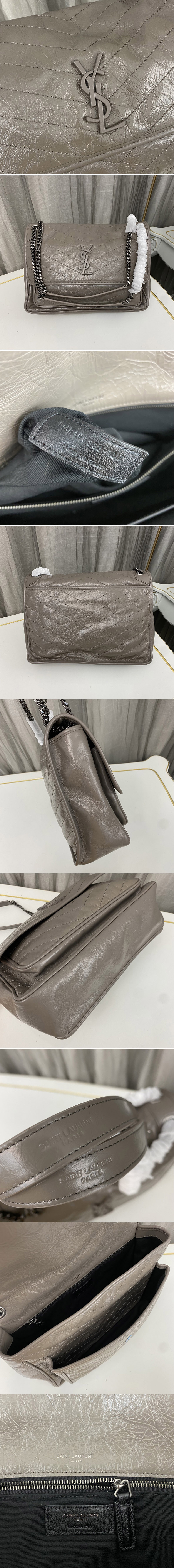 Replica Saint Laurent 498883 YSL Niki Large Bag in Gray Vintage Leather