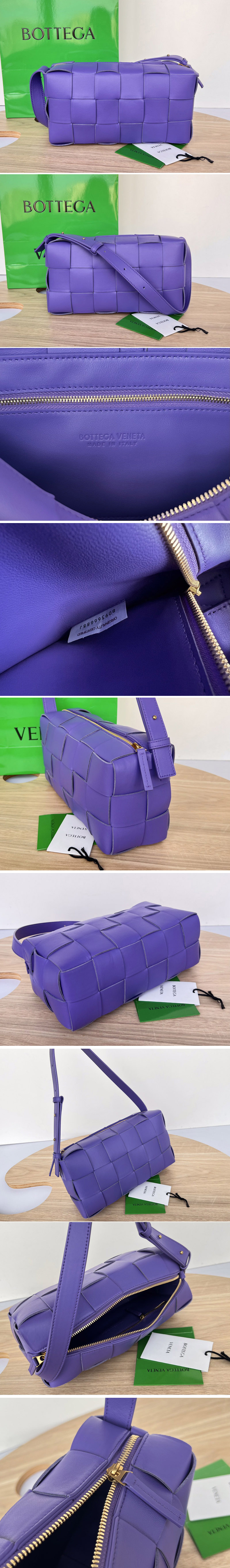 Replica Bottega Veneta 715655 Brick Cassette Bag in Purple Intreccio grained leather