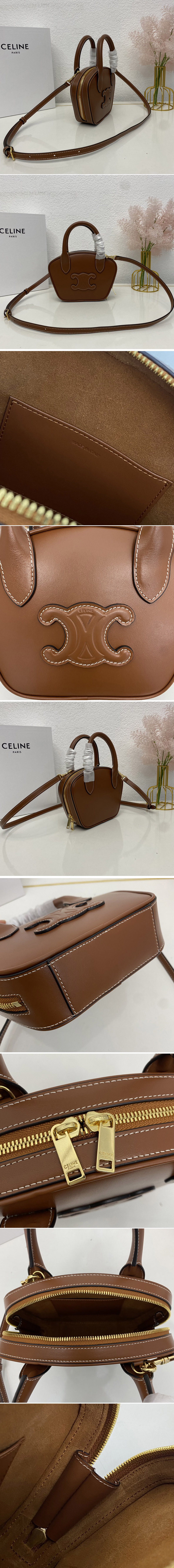 Replica Celine 110462 MINI BOWLING BAG IN TAN CALFSKIN