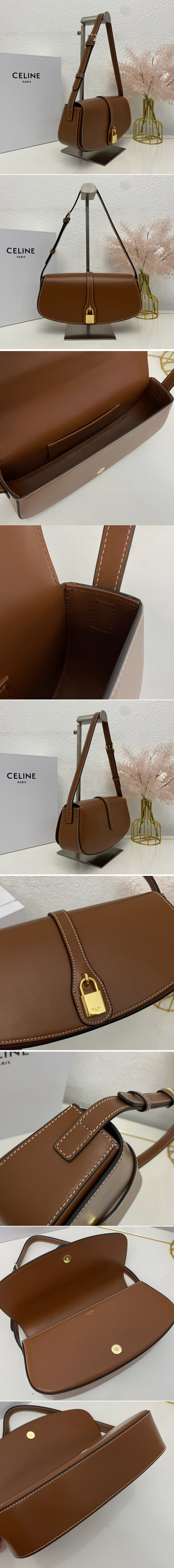 Replica Celine 198663 CLUTCH ON STRAP TABOU Bag IN Tan SMOOTH CALFSKIN