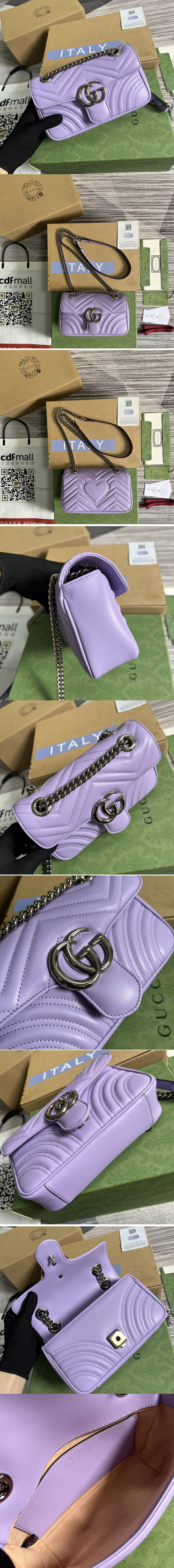 Replica Gucci 446744 GG Marmont mini shoulder bag in Purple matelassé chevron leather