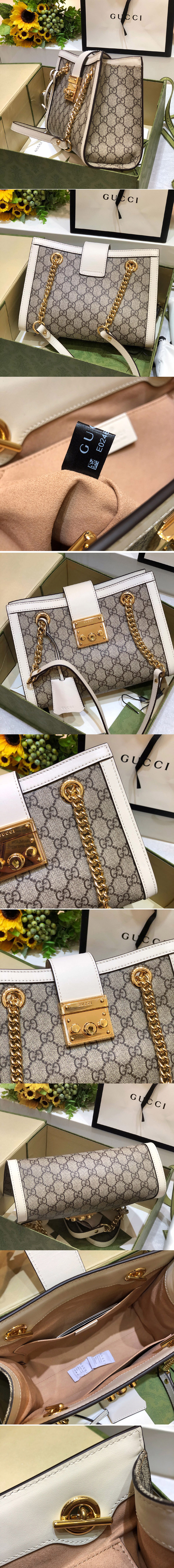 Replica Gucci ‎‎498156 Padlock GG small shoulder bag in Beige/ebony GG Supreme canvas