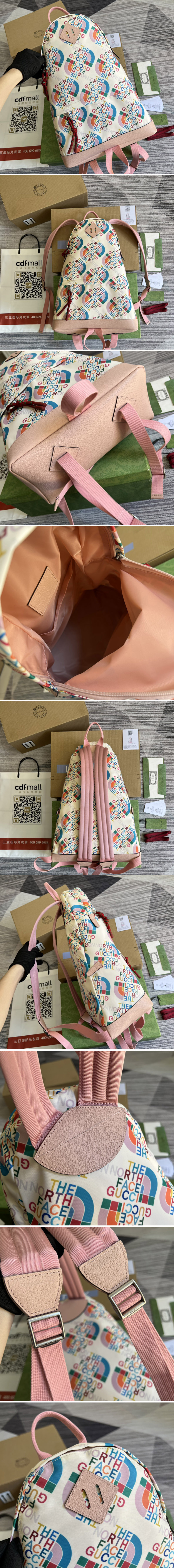 Replica Gucci ‎650288 The North Face x Gucci backpack in White Nylon with Pink Leather